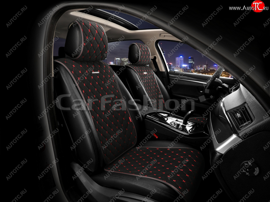 3 599 р. Накидка на сиденье велюр черные (4 предм.) (2шт.) Bullet CARFASHION CARFASHION 26183  с доставкой в г. Пермь