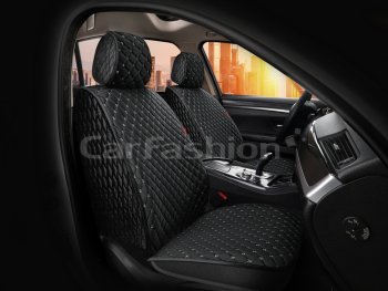 3 299 р. Накидка на сиденье велюр черно-серая (4 предм.) (2шт.) Sultan Front CARFASHION CARFASHION 26196  с доставкой в г. Пермь. Увеличить фотографию 1