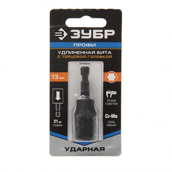 389 р. Бита-головка 14 HEX H13х21мм ударная удлиненная Профи ЗУБР ЗУБР 26377-13  с доставкой в г. Пермь. Увеличить фотографию 1