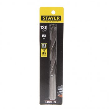 519 р. Сверло по металлу 13.0х151мм HSS STAYER STAYER 29602-13  с доставкой в г. Пермь. Увеличить фотографию 1