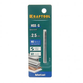 59 р. Сверло по металлу 2.5х57мм HSS KRAFTOOL KRAFTOOL 29651-2.5  с доставкой в г. Пермь. Увеличить фотографию 1