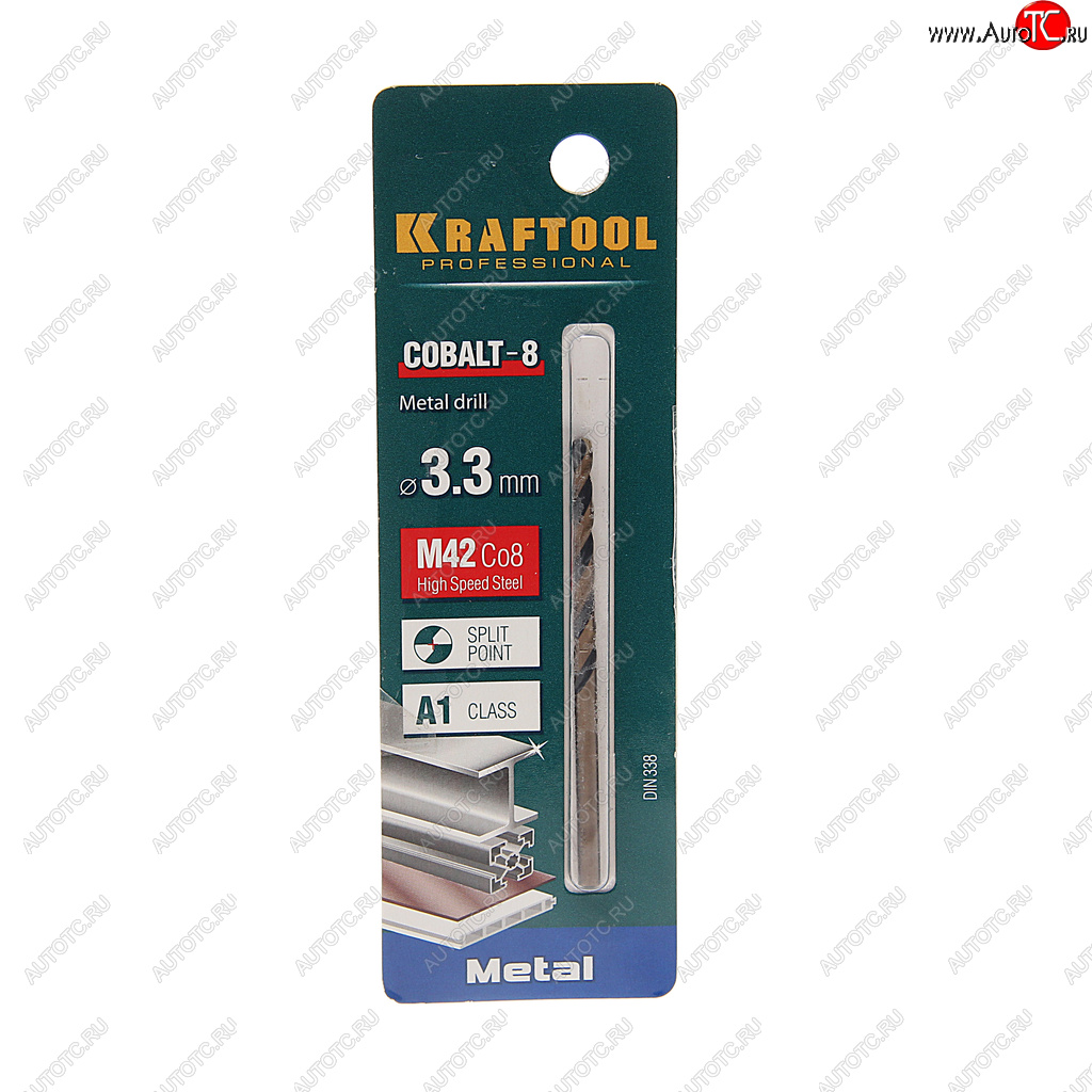 143 р. Сверло по металлу 3.3х65мм HSS Cobalt KRAFTOOL KRAFTOOL 29656-3.3  с доставкой в г. Пермь