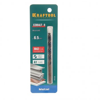 339 р. Сверло по металлу 6.5х101мм HSS Cobalt KRAFTOOL KRAFTOOL 29656-6.5  с доставкой в г. Пермь. Увеличить фотографию 1
