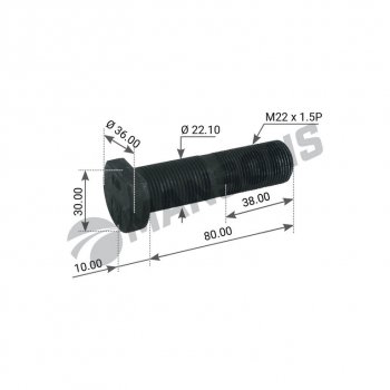 250 р. Шпилька колеса BPW (M22х1.5х80) MANSONS MANSONS 300.203  с доставкой в г. Пермь. Увеличить фотографию 3