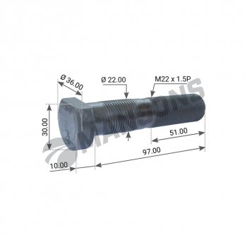 275 р. Шпилька колеса BPW (M22x1.5x9762) MANSONS MANSONS 300.204  с доставкой в г. Пермь. Увеличить фотографию 3