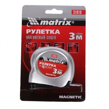 129 р. Рулетка 3м 16мм магнитный зацеп MATRIX MATRIX 31010  с доставкой в г. Пермь. Увеличить фотографию 1