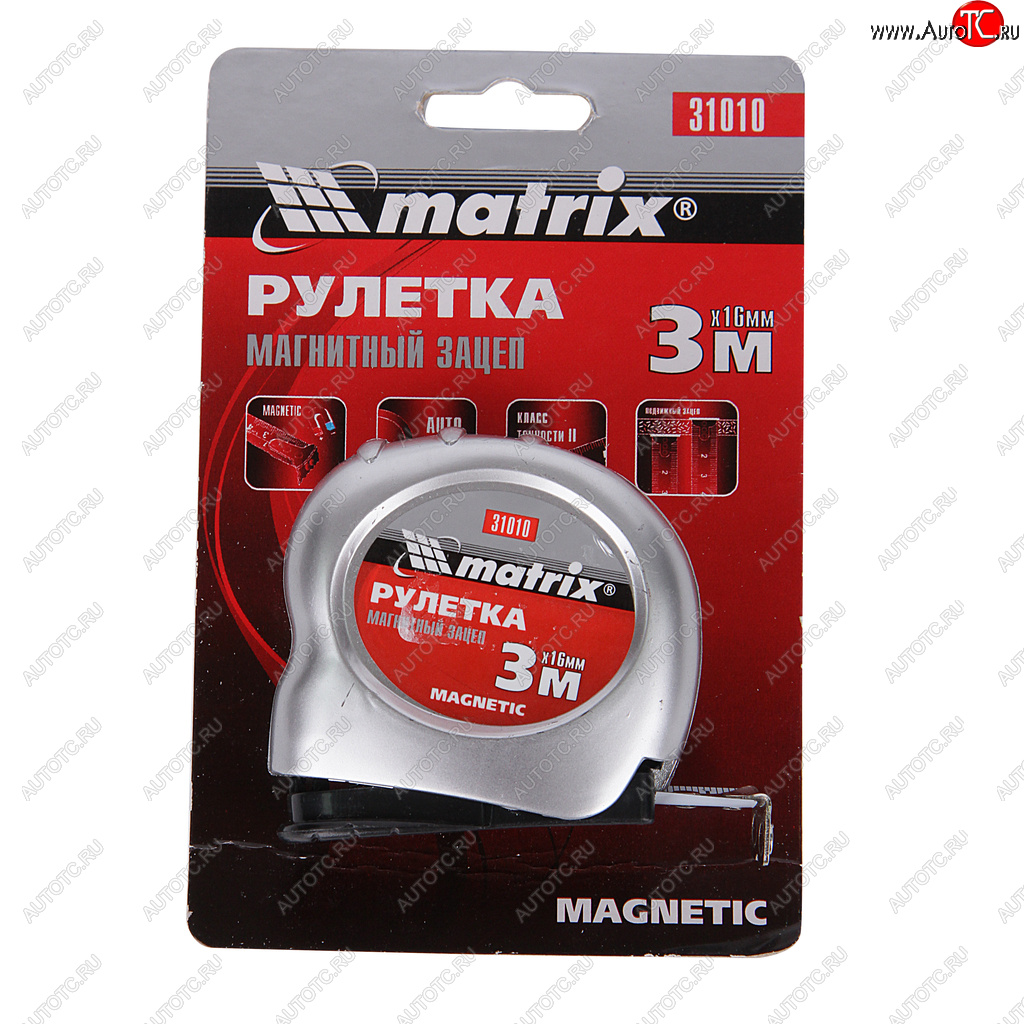 129 р. Рулетка 3м 16мм магнитный зацеп MATRIX MATRIX 31010  с доставкой в г. Пермь