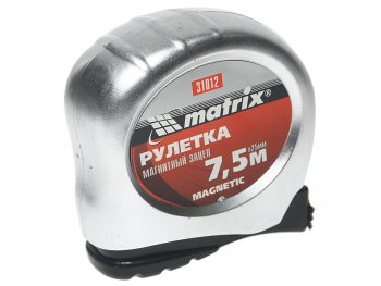 359 р. Рулетка 7.5м 25мм металлический корпус, магнитный зацеп MATRIX MATRIX 31012  с доставкой в г. Пермь. Увеличить фотографию 1