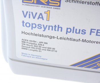 5 549 р. Масло моторное VIVA 1 TOPSYNTH Plus FE 5W30 синт.4л SRS SRS 32917  с доставкой в г. Пермь. Увеличить фотографию 2