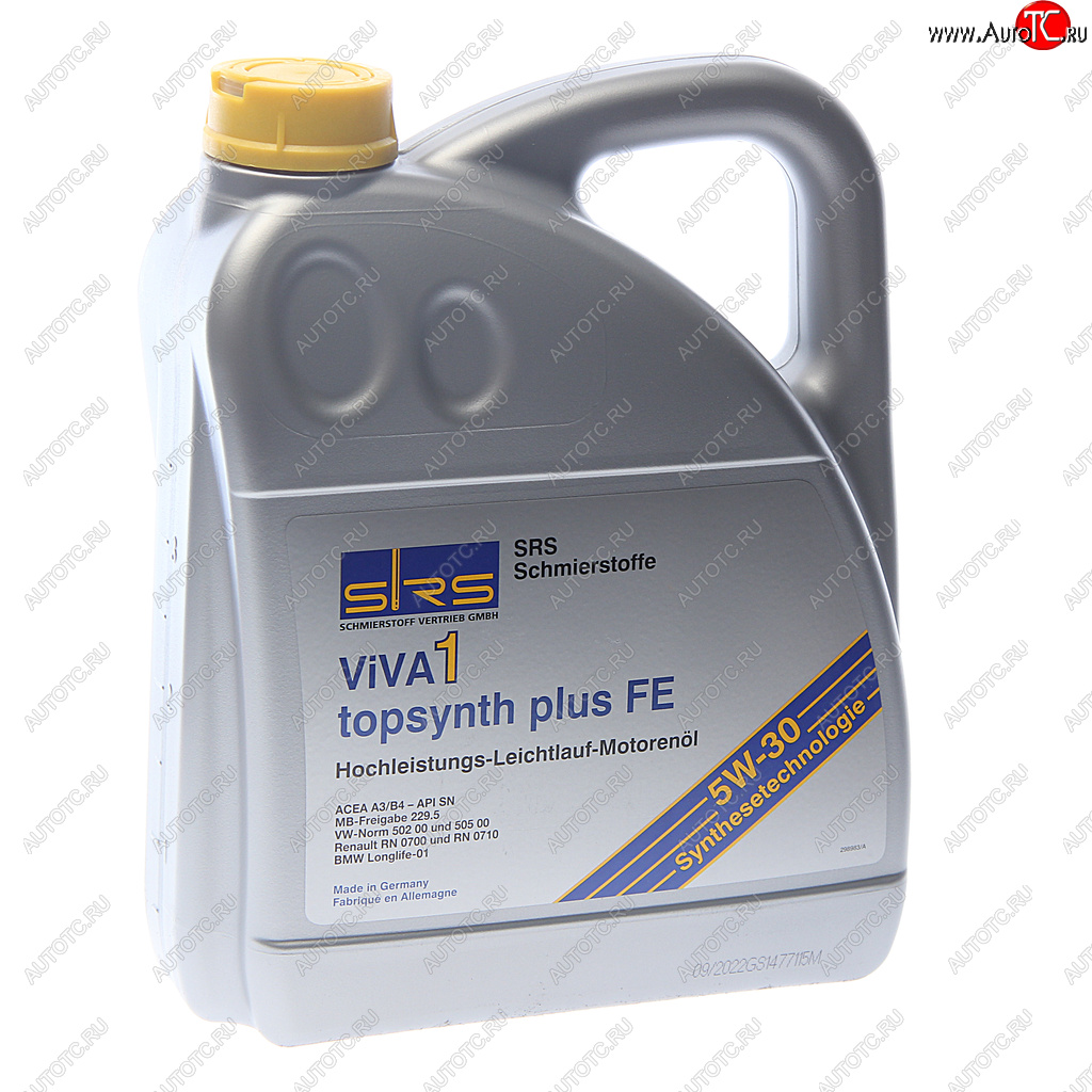 5 549 р. Масло моторное VIVA 1 TOPSYNTH Plus FE 5W30 синт.4л SRS SRS 32917  с доставкой в г. Пермь