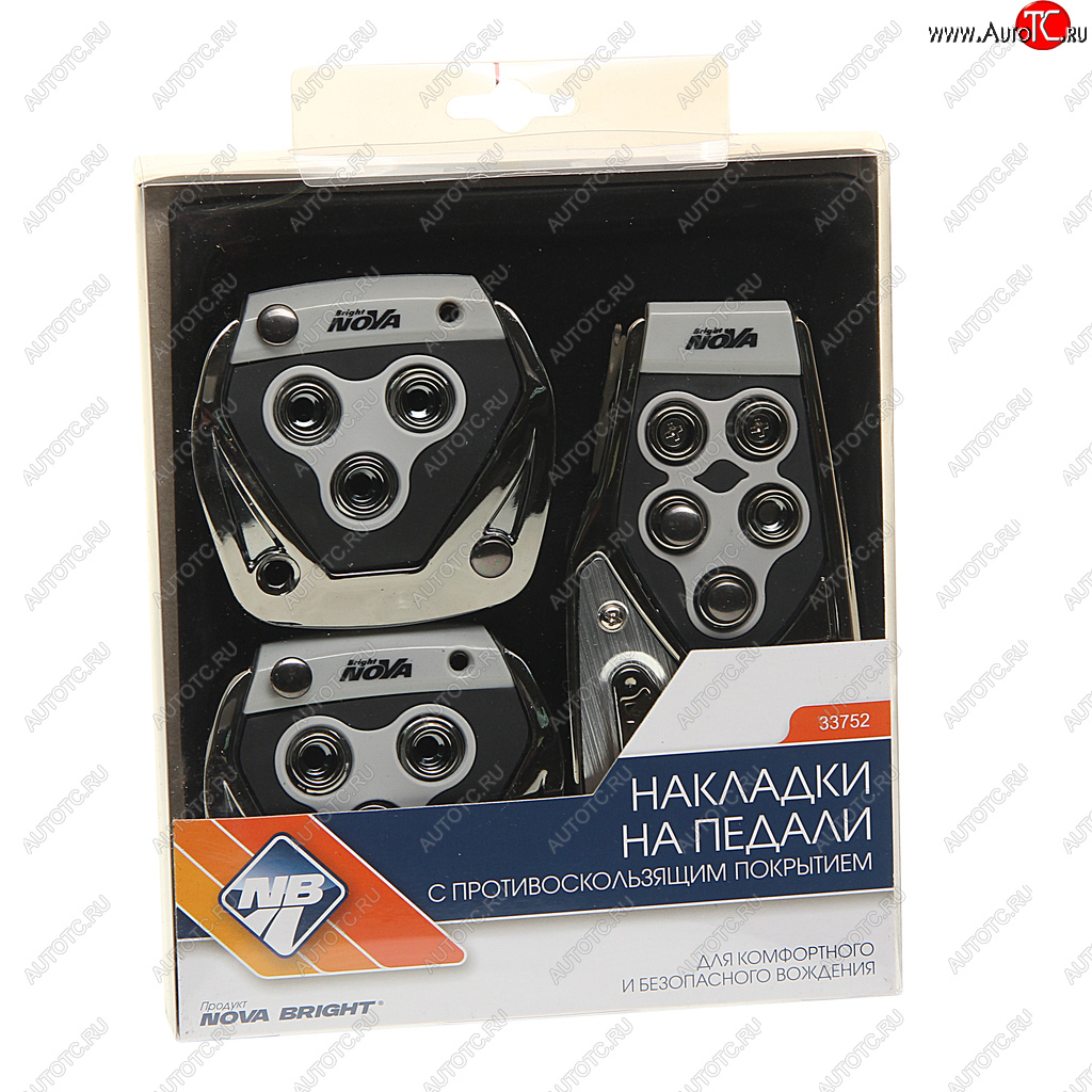 499 р. Накладка педали для МКПП анодированный металл комплект 3шт. NOVA BRIGHT NOVA BRIGHT 33752  с доставкой в г. Пермь