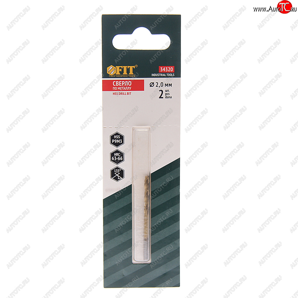 93 р. Сверло по металлу 2.0х49мм HSS (2шт.) Titanium FIT FIT 34320  с доставкой в г. Пермь