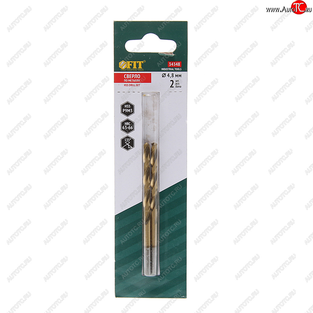 253 р. Сверло по металлу 4.8х86мм HSS (2шт.) Titanium FIT FIT 34348  с доставкой в г. Пермь