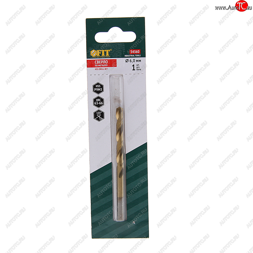 173 р. Сверло по металлу 6.0х93мм HSS Titanium FIT FIT 34360 FIT 34360  с доставкой в г. Пермь