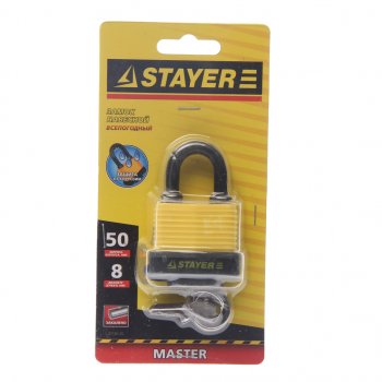 499 р. Замок навесной 50мм всепогодный STAYER STAYER 37140-40  с доставкой в г. Пермь. Увеличить фотографию 1