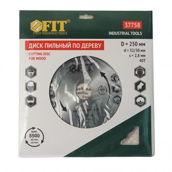 919 р. Диск пильный 250х32 40 зубьев FIT FIT 37758  с доставкой в г. Пермь. Увеличить фотографию 3