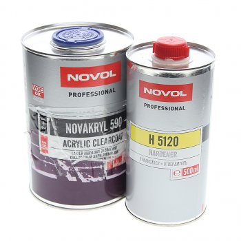3 299 р. Лак акриловый NOVAKRYL 590 HS 2+1 1л c отвердителем H5120 0.5л NOVOL NOVOL 38091  с доставкой в г. Пермь. Увеличить фотографию 1