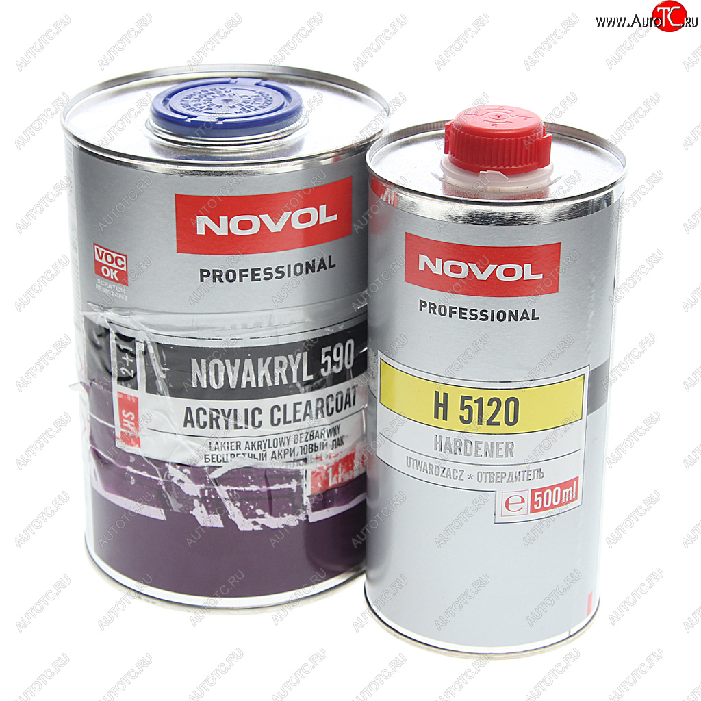 3 299 р. Лак акриловый NOVAKRYL 590 HS 2+1 1л c отвердителем H5120 0.5л NOVOL NOVOL 38091  с доставкой в г. Пермь