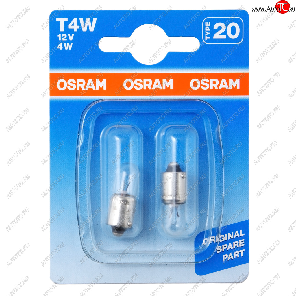174 р. Лампа 12V T4W BA9s блистер (2шт.) OSRAM OSRAM 3893-02b  с доставкой в г. Пермь