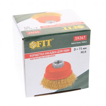299 р. Кордщетка для УШМ чашка 75мм витая латунь FIT FIT 39267  с доставкой в г. Пермь. Увеличить фотографию 2