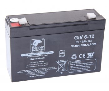 2 699 р. Аккумулятор BANNER GIV 12Ач BANNER 3ст12 giv 06-12  с доставкой в г. Пермь. Увеличить фотографию 1