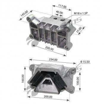 5 899 р. Подушка MAN TGA,TGS,TGX двигателя задняя MANSONS MANSONS 400.571  с доставкой в г. Пермь. Увеличить фотографию 1