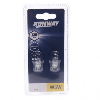 67 р. Лампа 12V W5W T10 W2.1x9.5d блистер (2шт.) RUNWAY RUNWAY 4030 RUNWAY 4030  с доставкой в г. Пермь. Увеличить фотографию 1