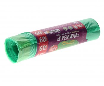 129 р. Мешок для мусора 60л 25мкм 10шт. с завязками PREMIUM PATERRA PATERRA 41040404012404013  с доставкой в г. Пермь. Увеличить фотографию 1