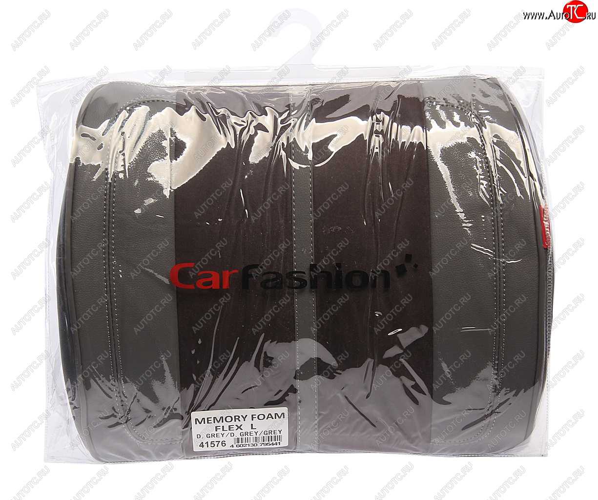 1 739 р. Подушка поясничная экокожа-велюр т.серая-серая Flex L CARFASHION CARFASHION 41576  с доставкой в г. Пермь