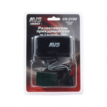 669 р. Разветвитель прикуривателя 2-х гнездовой 12-24V 1USB AVS AVS 43255  с доставкой в г. Пермь. Увеличить фотографию 1