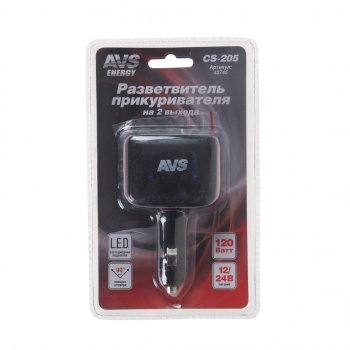 429 р. Разветвитель прикуривателя 2-х гнездовой 12-24V с подсветкой AVS AVS 43745  с доставкой в г. Пермь. Увеличить фотографию 1