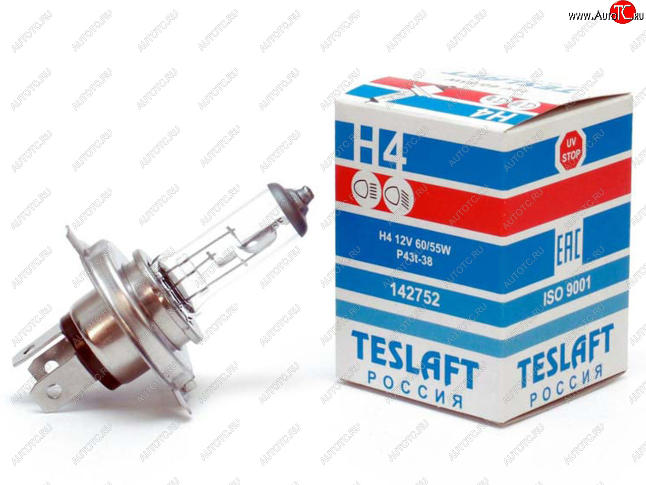 163 р. Лампа 12V H4 6055W P43t-38 16501000лм Стандарт TESLAFT (Россия) TESLAFT 4631111142752  с доставкой в г. Пермь