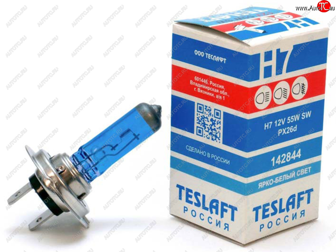 319 р. Лампа 12V H7 100W PX26d 1500лм Super White TESLAFT (Россия) TESLAFT 4631111142844  с доставкой в г. Пермь