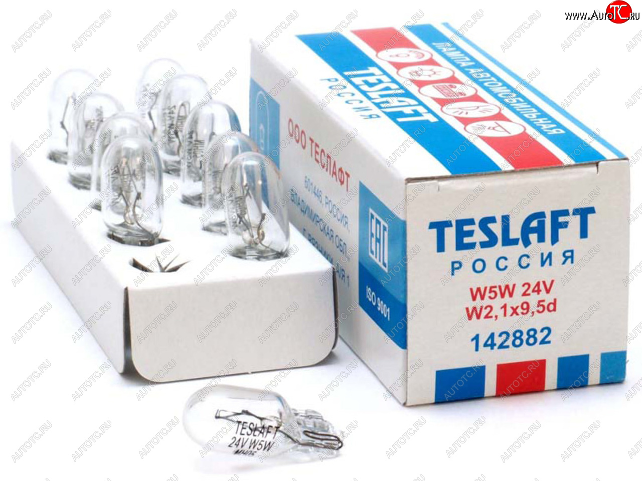 16 р. Лампа 24V W5W T10 W2.1x9.5d 50лм Стандарт TESLAFT (Россия) TESLAFT 4631111142882  с доставкой в г. Пермь