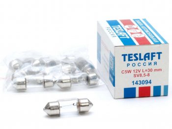 34 р. Лампа 12V C5W SV8.5-8 30мм 40лм TESLAFT (Россия) TESLAFT 4631111143094  с доставкой в г. Пермь. Увеличить фотографию 1