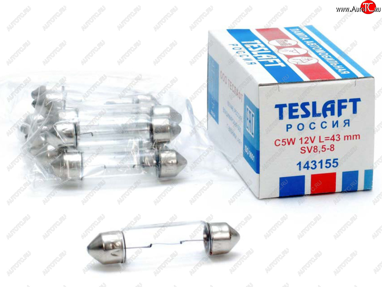 34 р. Лампа 12V C5W SV8.5-8 43мм 60лм TESLAFT (Россия) TESLAFT 4631111143155  с доставкой в г. Пермь