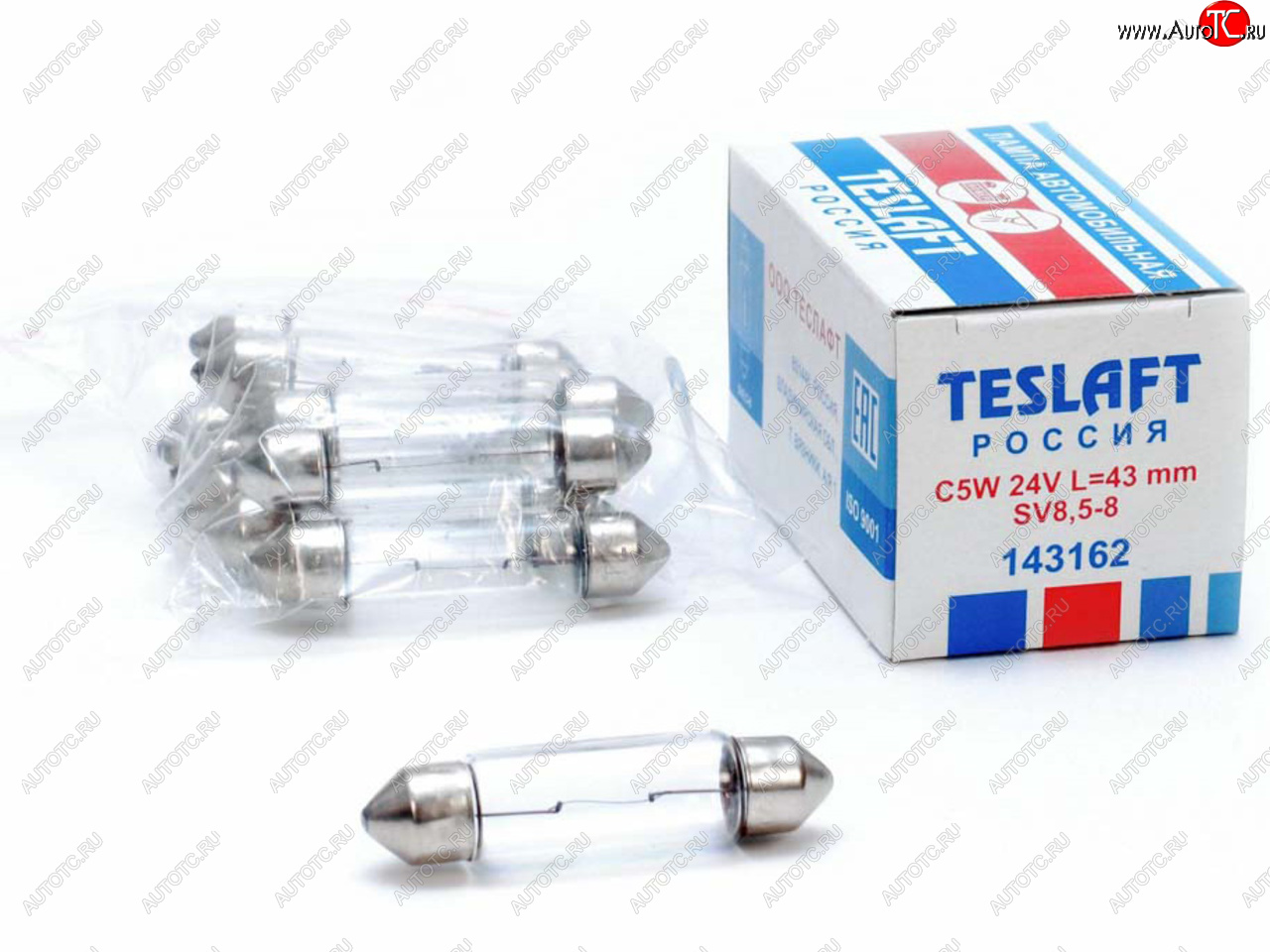 41 р. Лампа 24V C5W SV8.5-8 43мм 60лм TESLAFT (Россия) TESLAFT 4631111143162  с доставкой в г. Пермь