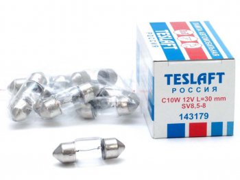 31 р. Лампа 12V C10W SV8.5-8 30мм 110лм TESLAFT (Россия) TESLAFT 4631111143179  с доставкой в г. Пермь. Увеличить фотографию 1