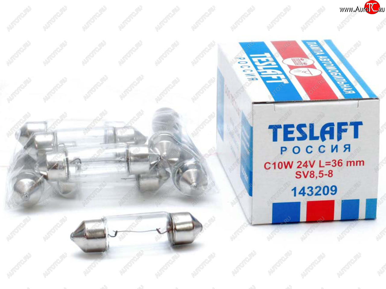 43 р. Лампа 24V C10W SV8.5-8 36мм 10лм TESLAFT (Россия) TESLAFT 4631111143209  с доставкой в г. Пермь