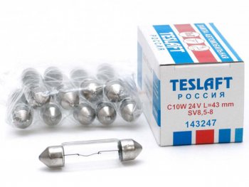 43 р. Лампа 24V C10W SV8.5-8 43мм 110лм TESLAFT (Россия) TESLAFT 4631111143247 TESLAFT 4631111143247  с доставкой в г. Пермь. Увеличить фотографию 1