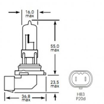 299 р. Лампа 12V HB3 65W P20d 1850лм Стандарт TESLAFT (Россия) TESLAFT 4631111143278  с доставкой в г. Пермь. Увеличить фотографию 2