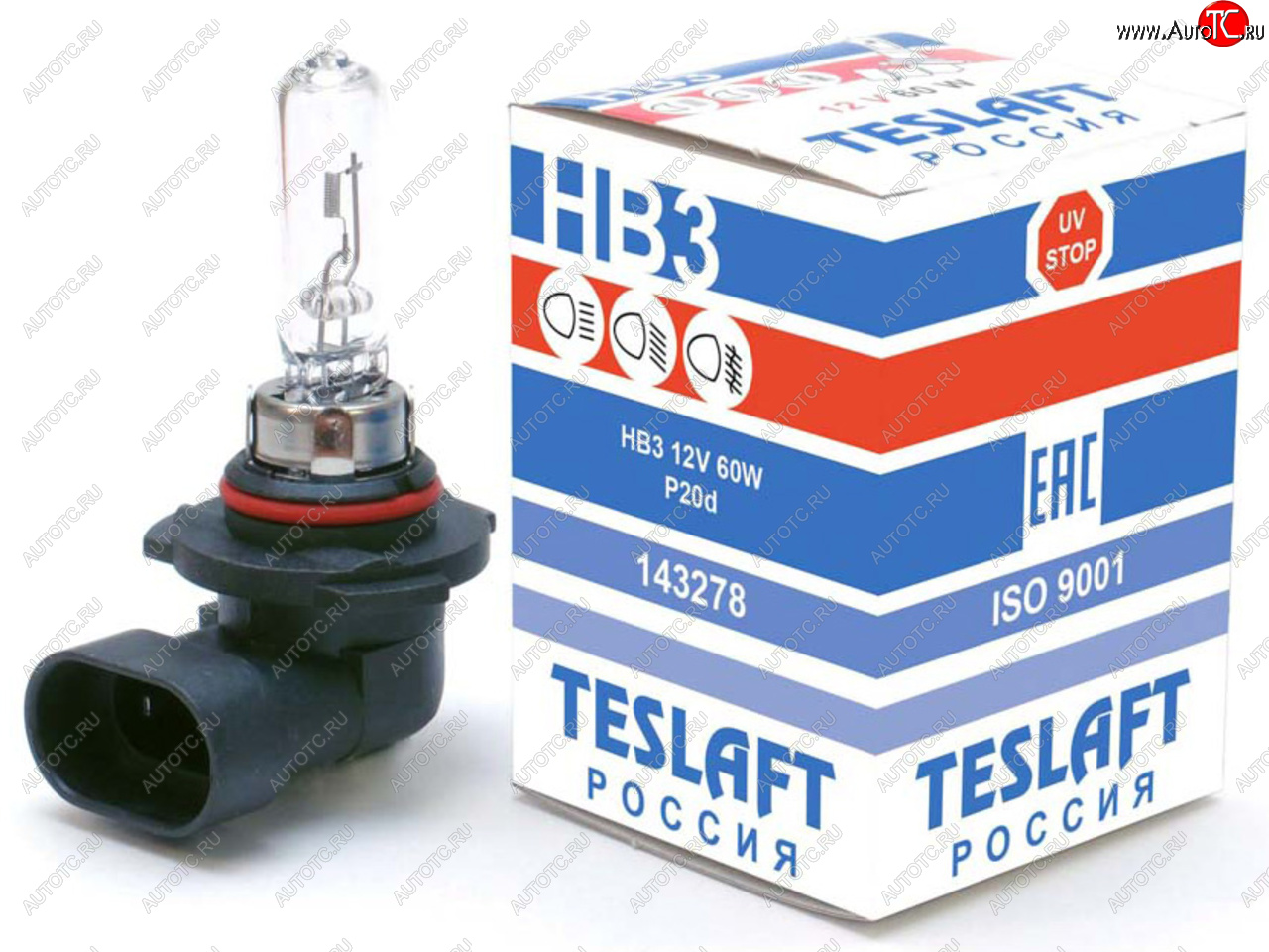 299 р. Лампа 12V HB3 65W P20d 1850лм Стандарт TESLAFT (Россия) TESLAFT 4631111143278  с доставкой в г. Пермь