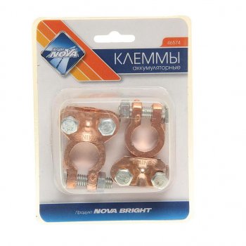 114 р. Клемма АКБ универсальная прямая 2шт. NOVA BRIGHT NOVA BRIGHT 46574  с доставкой в г. Пермь. Увеличить фотографию 1