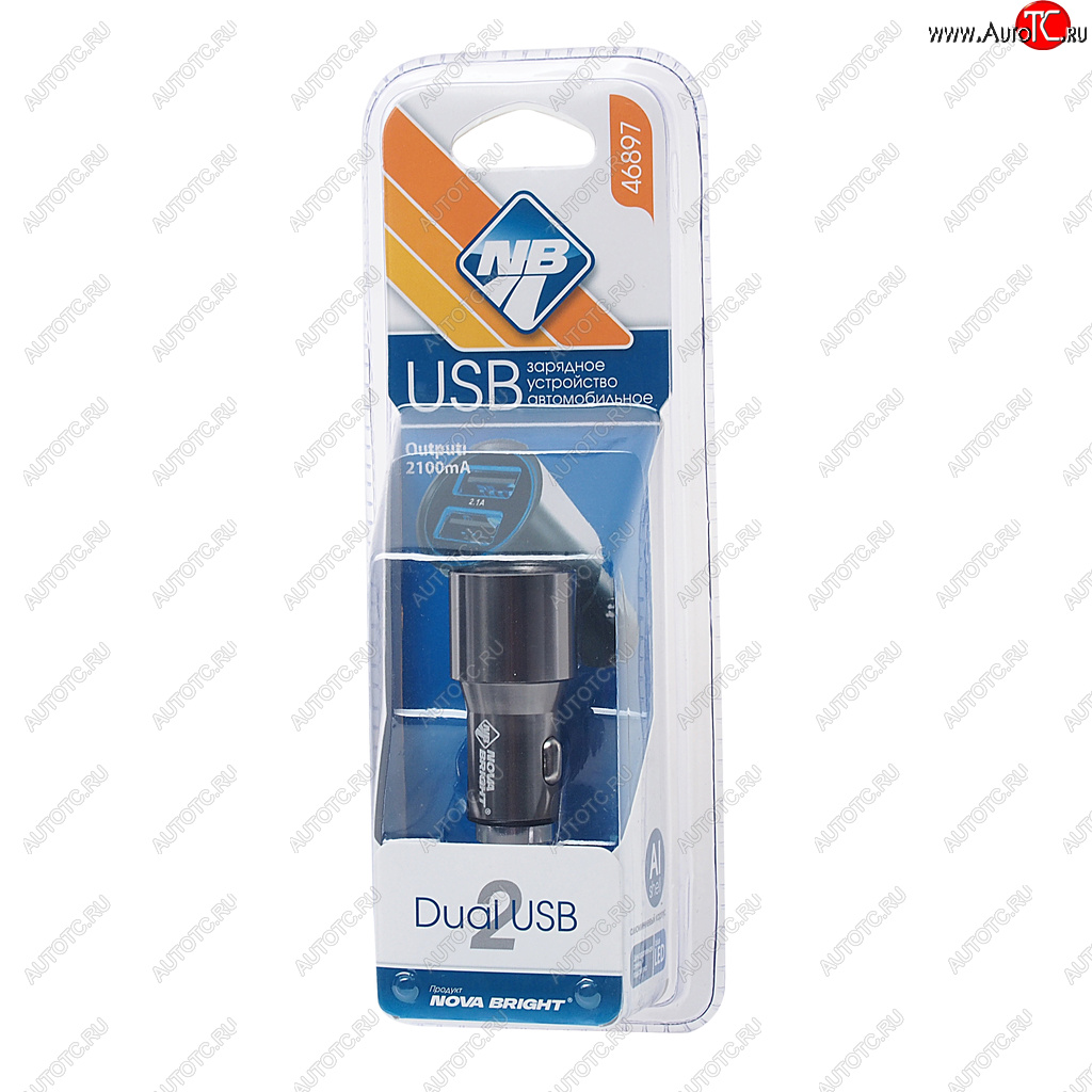 339 р. Устройство зарядное в прикуриватель 2USB 12V 2.1А NOVA BRIGHT NOVA BRIGHT 46897  с доставкой в г. Пермь