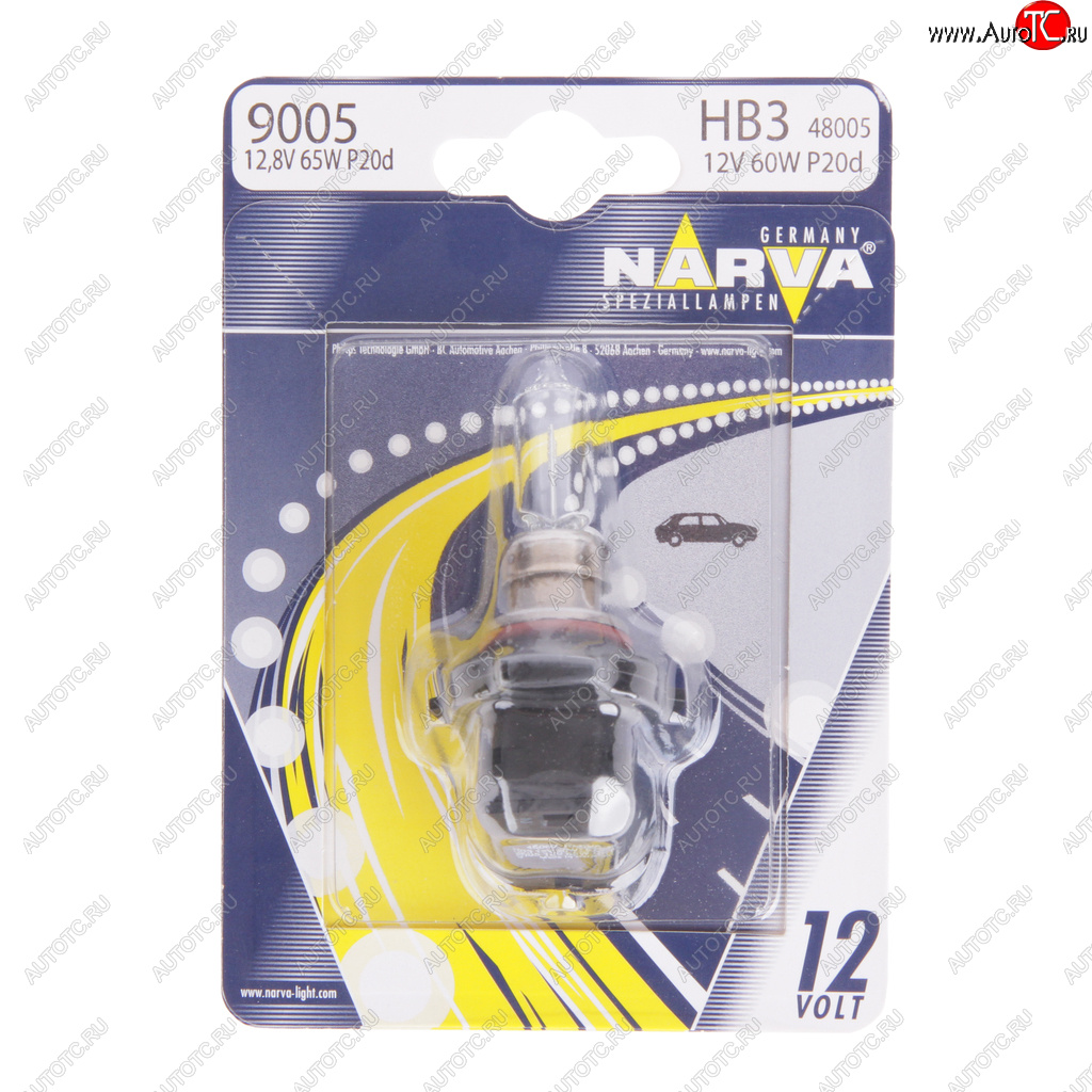 419 р. Лампа 12V HB3 65W P20d блистер (1шт.) Standard NARVA NARVA 480054000  с доставкой в г. Пермь