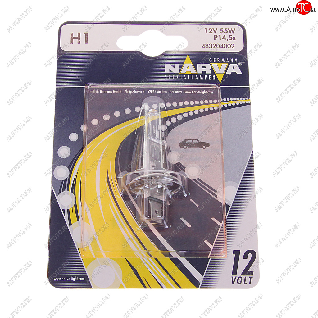 206 р. Лампа 12V H1 55W P14.5s блистер (1шт.) Standard NARVA NARVA 483204000  с доставкой в г. Пермь