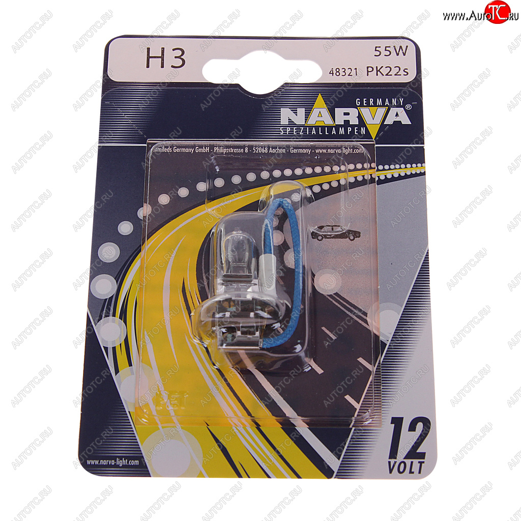 199 р. Лампа 12V H3 55W PK22s блистер (1шт.) Standard NARVA NARVA 483214000  с доставкой в г. Пермь