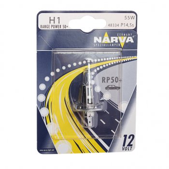499 р. Лампа 12V H1 55W P14.5s +50% блистер (1шт.) Range Power 50+ NARVA NARVA 483344000  с доставкой в г. Пермь. Увеличить фотографию 1