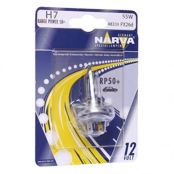 659 р. Лампа 12V H7 55W PX26d +50% блистер (1шт.) Range Power 50+ NARVA NARVA 483394000  с доставкой в г. Пермь. Увеличить фотографию 1