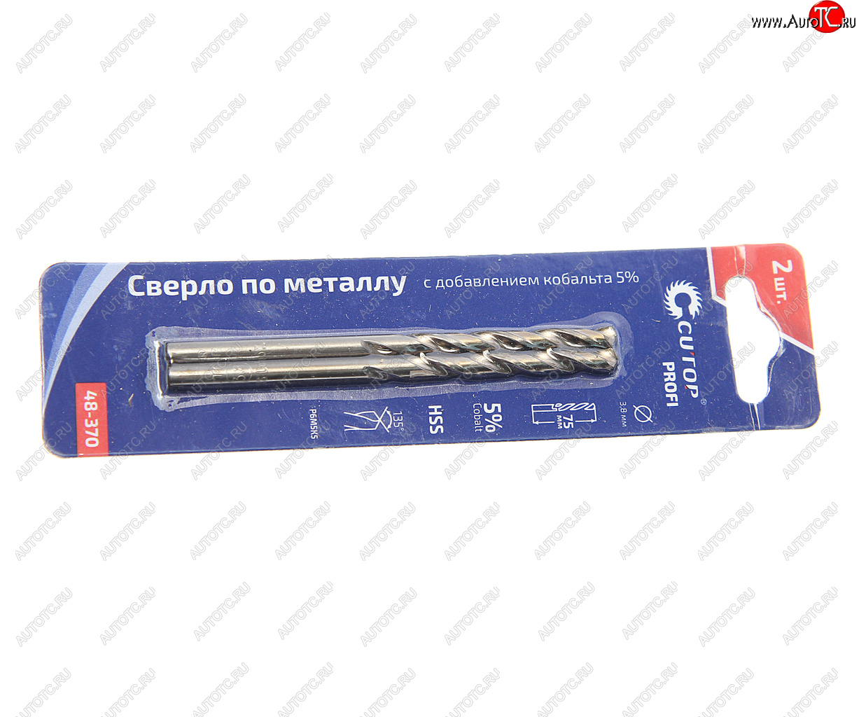 202 р. Сверло по металлу 3.8х75мм HSS Cobalt (2шт.) CUTOP CUTOP 48-370  с доставкой в г. Пермь